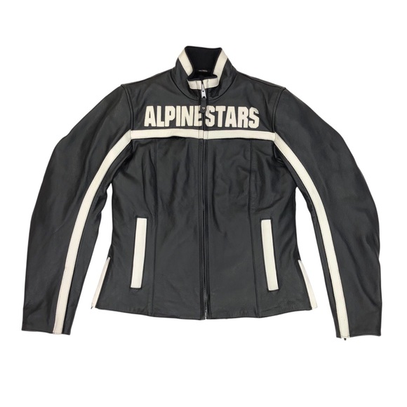 Alpinestar Stella Cow Leather Motorcycle Jacket Women's M Black White UNPADDED - Picture 1 of 13